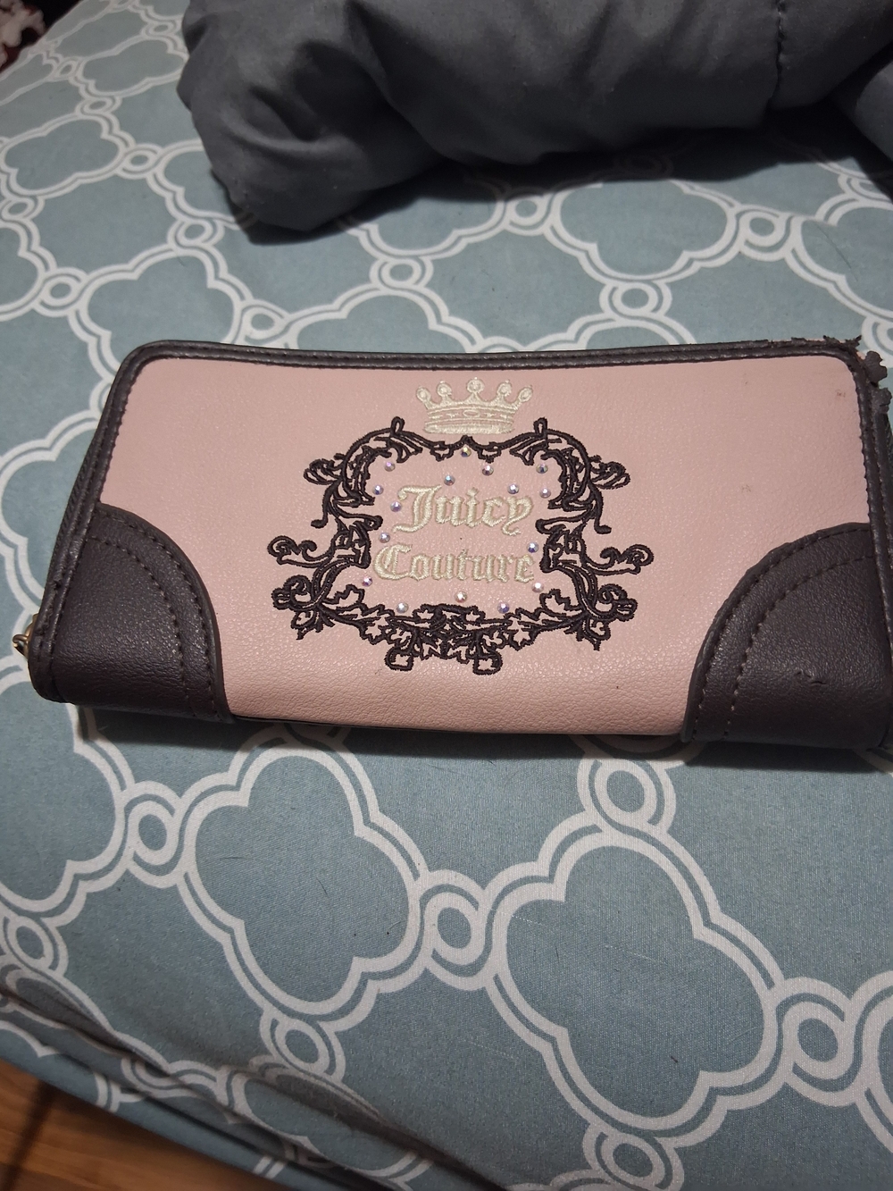 Juicy Couture Pink and Brown Zip Wallet